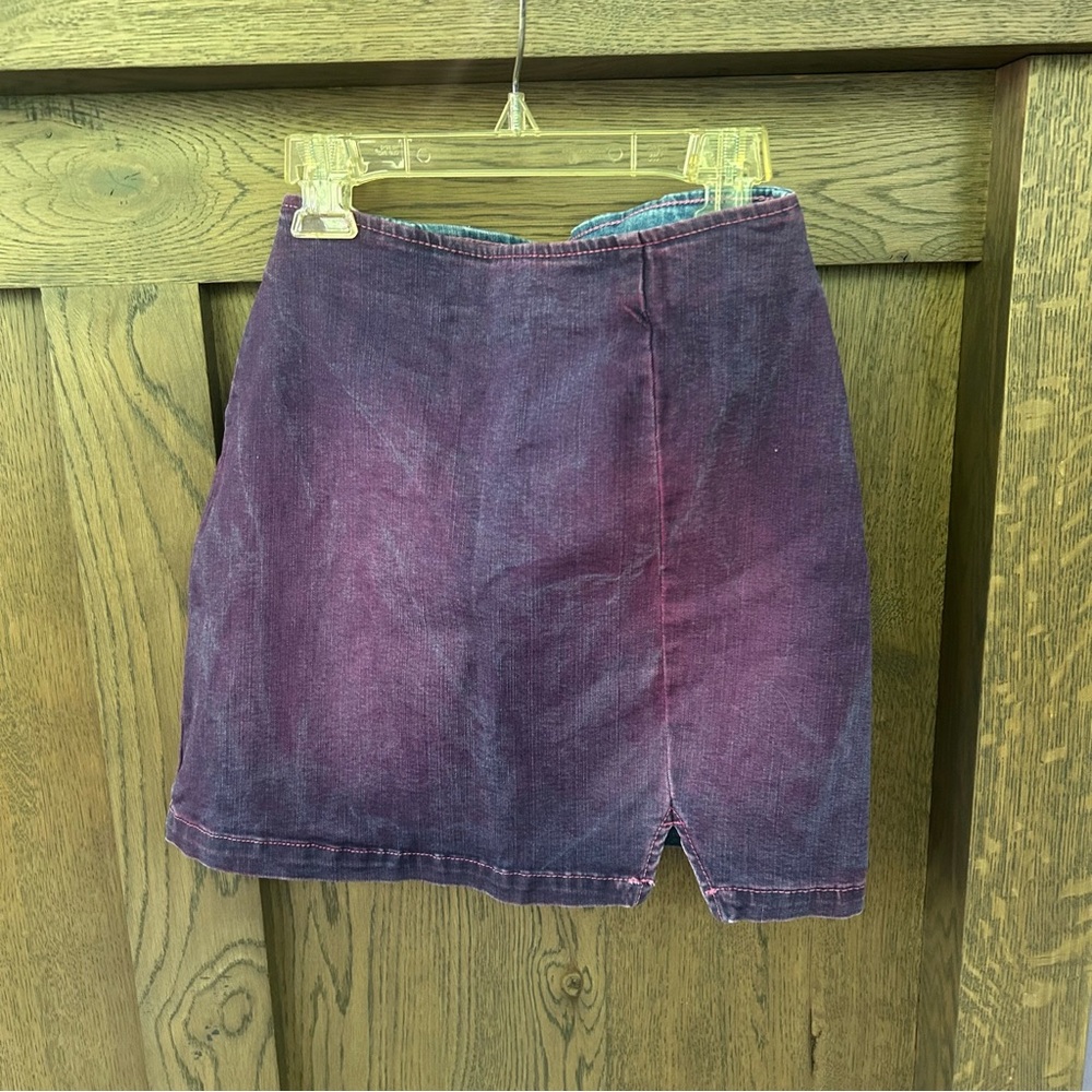 Purple Dyed Denim Mini Skirt